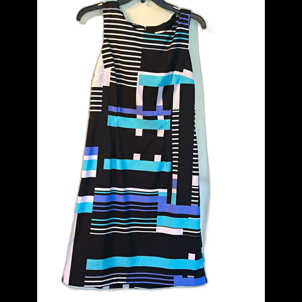 NorthStyle Women’s Geometric Shift Dress Knee Length Sleeveless Zip 10